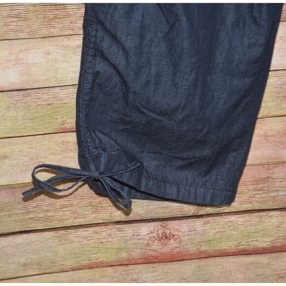 Blue Spice Dark Chambray Tube Top Sleeveless Romper Jumpsuit Size L Crop Pockets - Picture 5 of 9